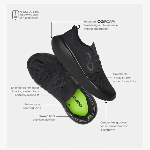 OOFOS Womens Oomy Stride Black Women’s size 7 - Picture 4 of 15